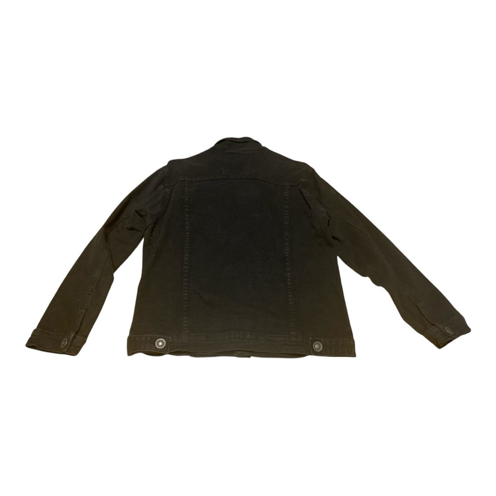 Road Narrows NYC Black Denim Button Down Jacket Size L Embroidered Distressed - Picture 15 of 16